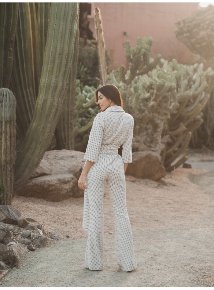 Flared pants with polka dot print