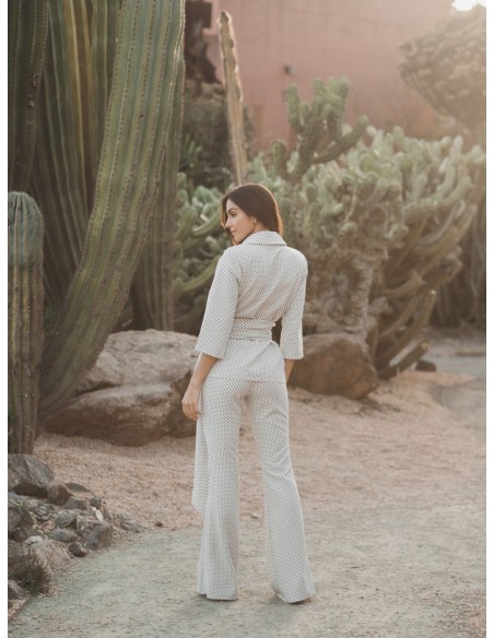 Pantalon évasé avec imprimé à pois