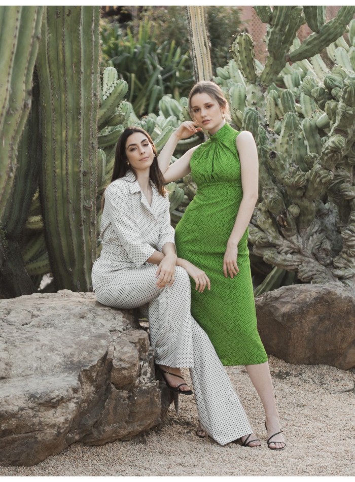 Pantalon évasé avec imprimé à pois