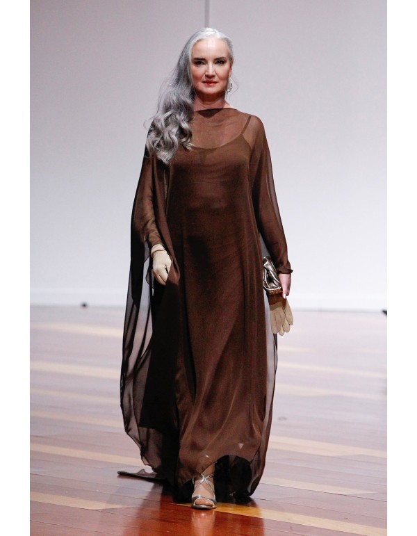 Chocolate brown midi lingerie dress with straps