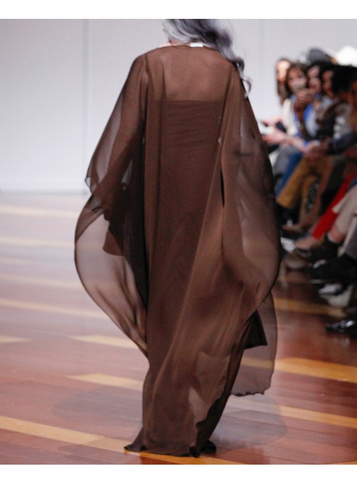 Chocolate brown organza long party cape