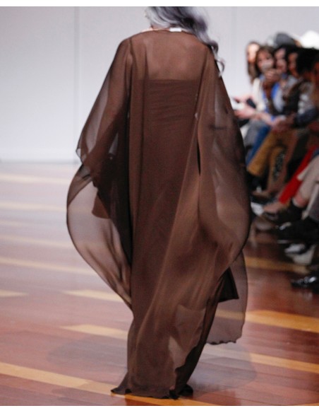 Chocolate brown organza long party cape