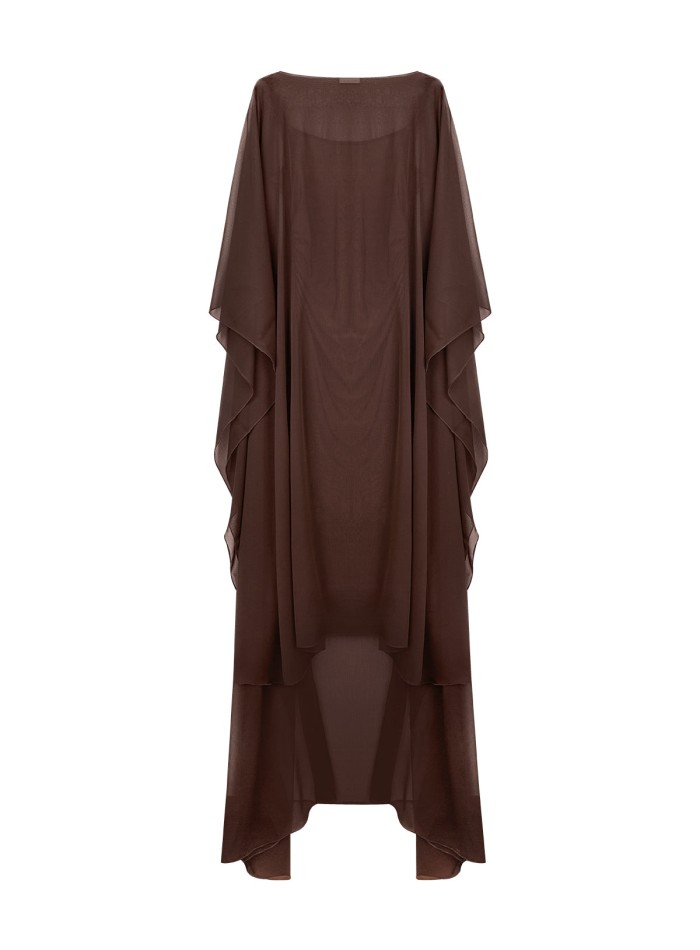 Chocolate brown organza long party cape