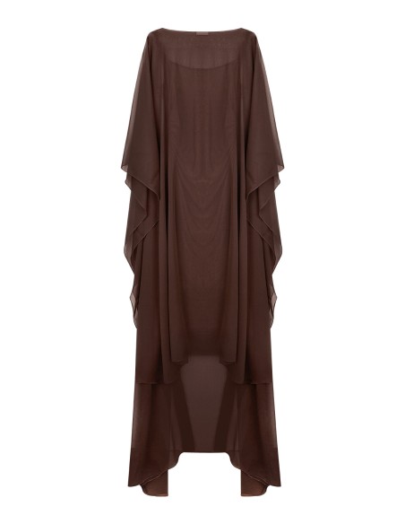 Chocolate brown organza long party cape