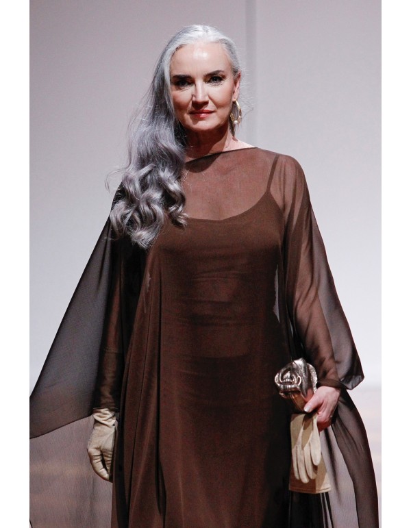 Chocolate brown organza long party cape