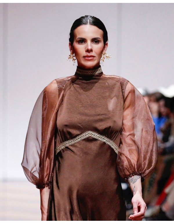 Chocolate brown organza sleeves 2