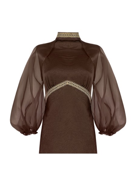 Chocolate brown organza sleeves