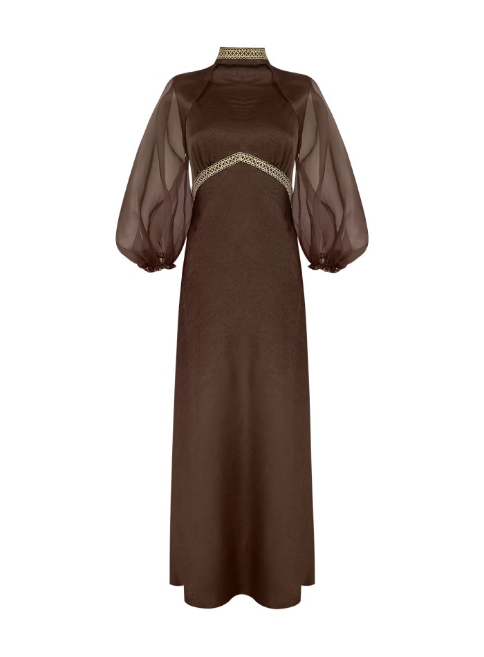 Chocolate brown organza sleeves