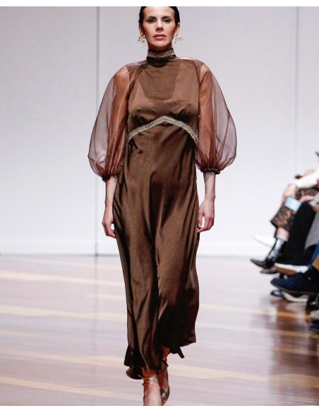 Manches en organza brun chocolat