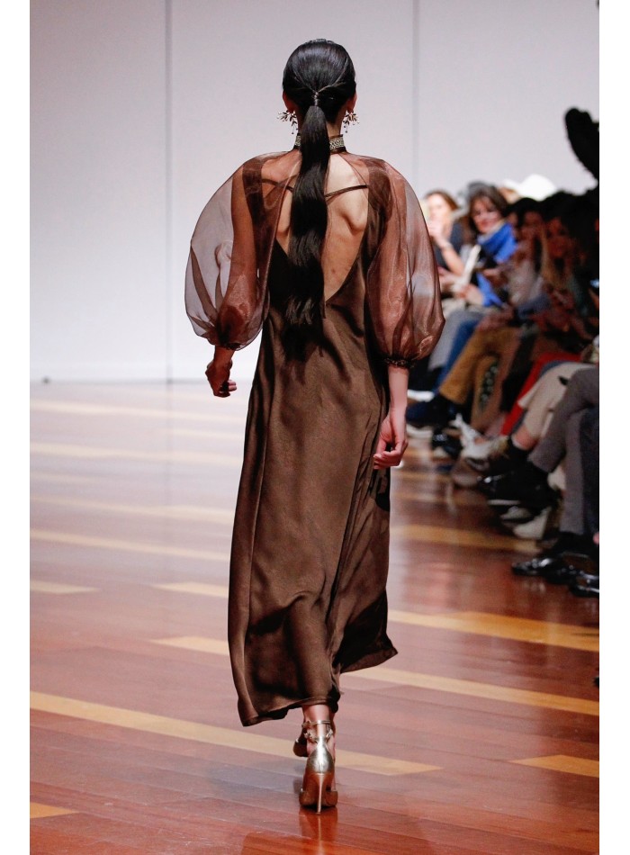 Manches en organza brun chocolat