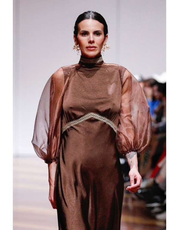 Chocolate brown organza sleeves