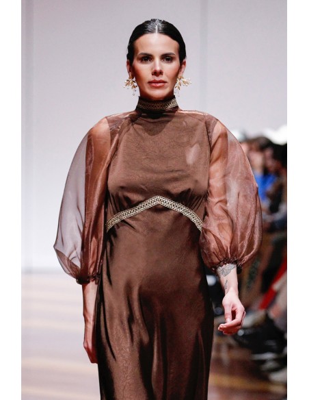 Manches en organza brun chocolat