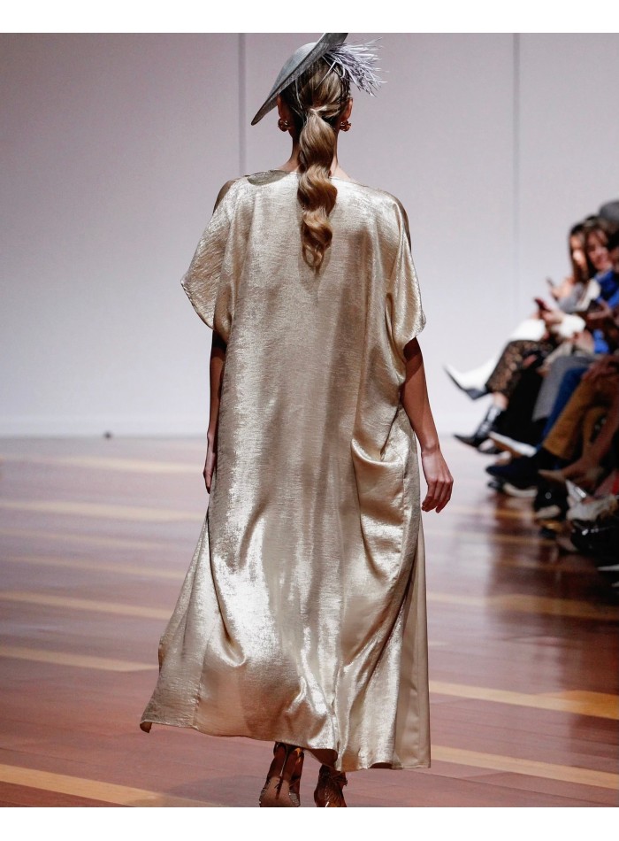 Gold silk long party caftan