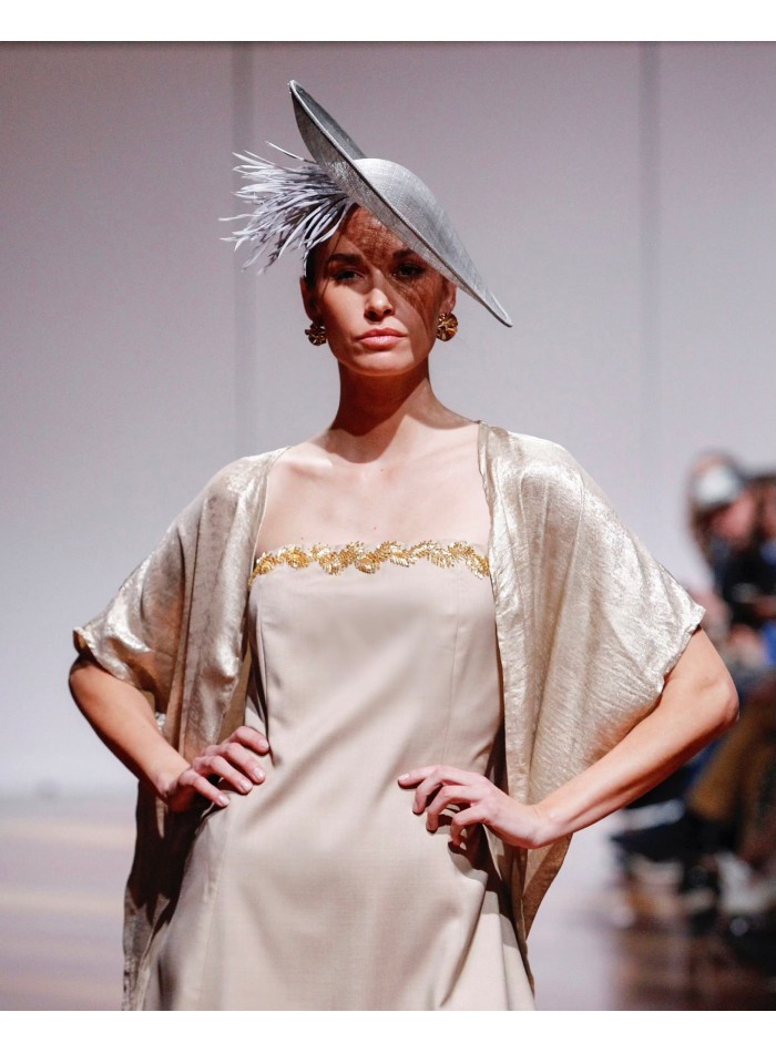 Gold silk long party caftan