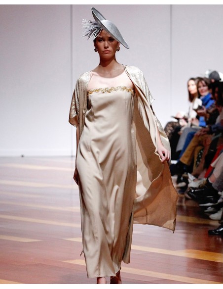 Gold silk long party caftan
