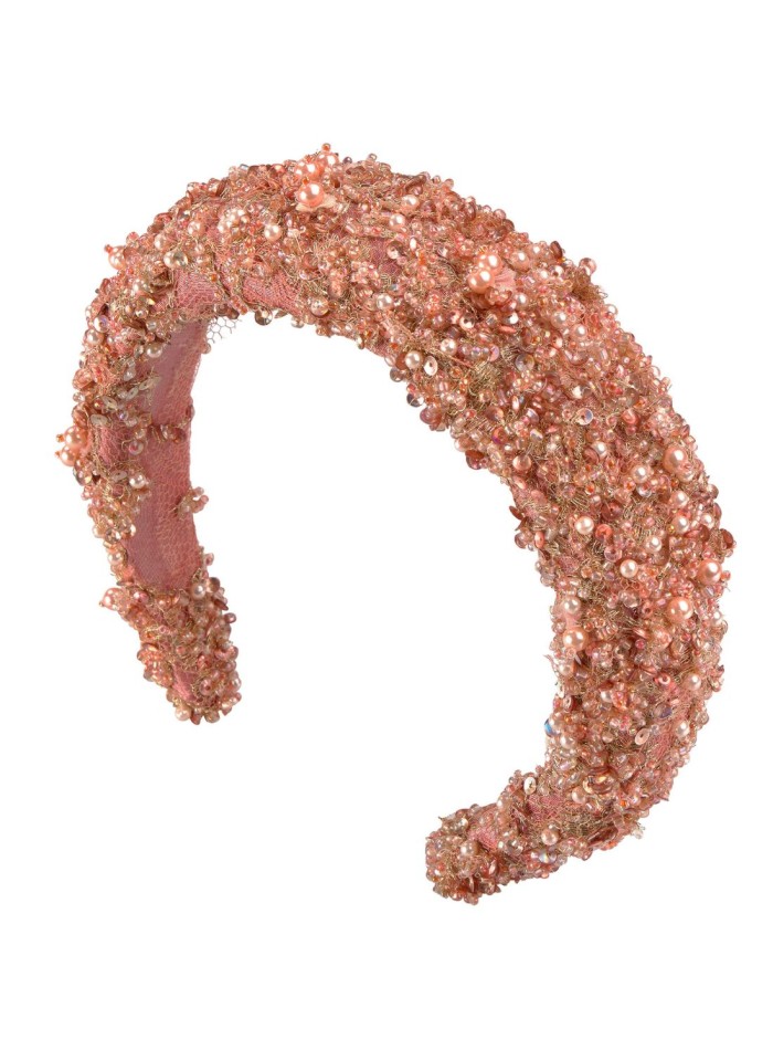 Pink headband with rhinestone details