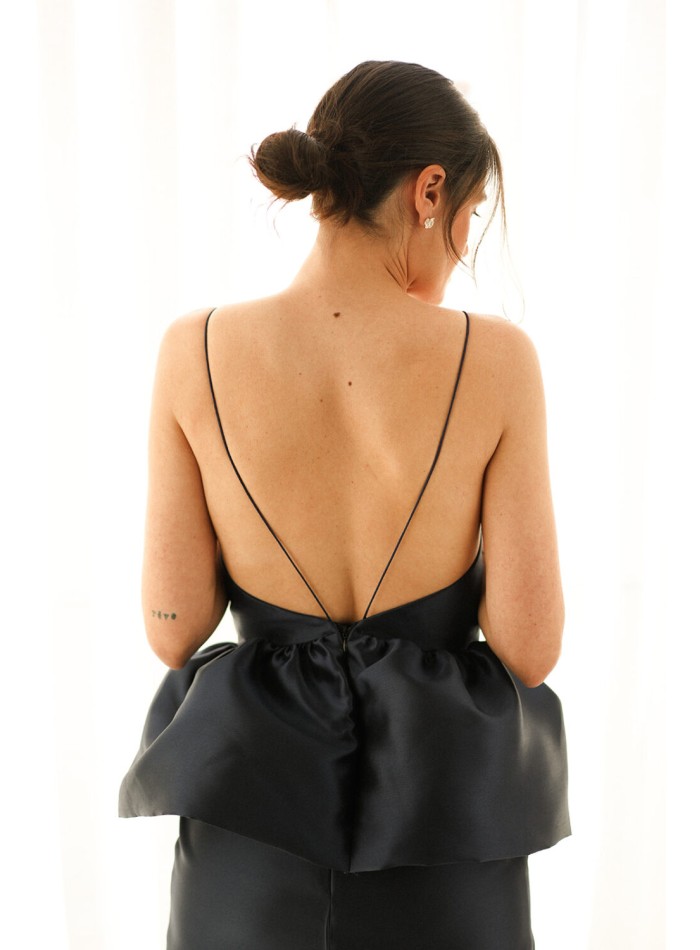 Navy blue peplum top with straps