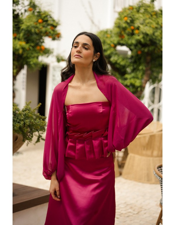 Top de fiesta fucsia palabra de honor con tablas 2