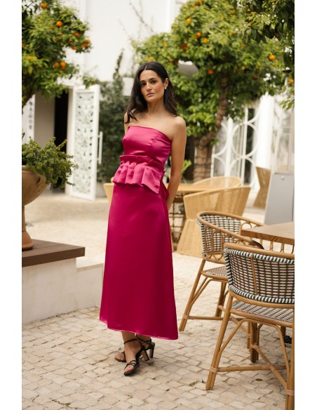 Fuchsia strapless strapless party top with boards