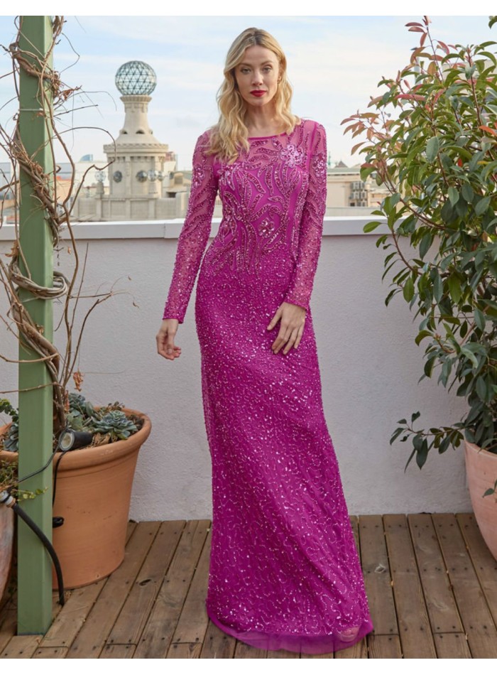 Robe longue de fête avec paillettes et...