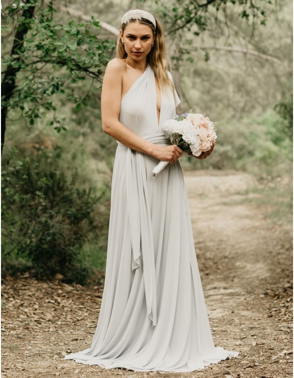 Multi-position long party dress with side slit 2