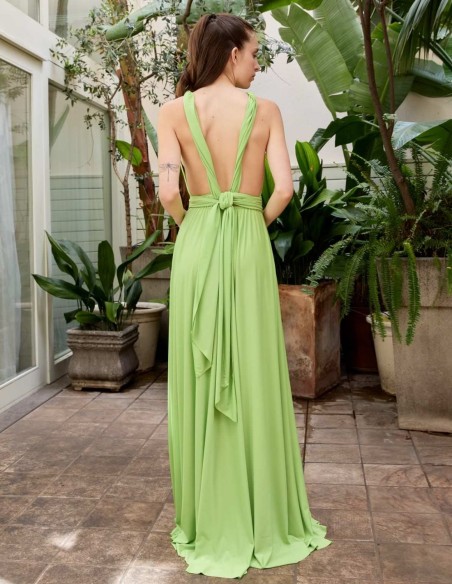 Multi-position long party dress with side slit