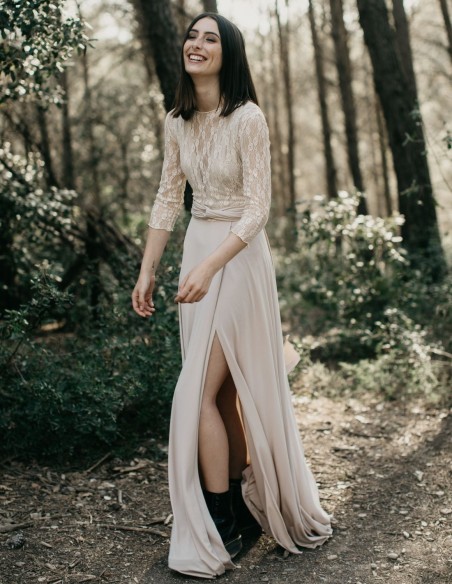 Vestido largo de fiesta multiposición con abertura lateral