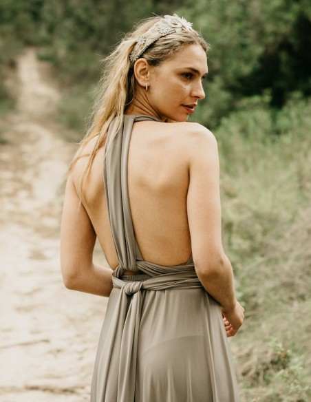 Vestido largo de fiesta multiposición con abertura lateral