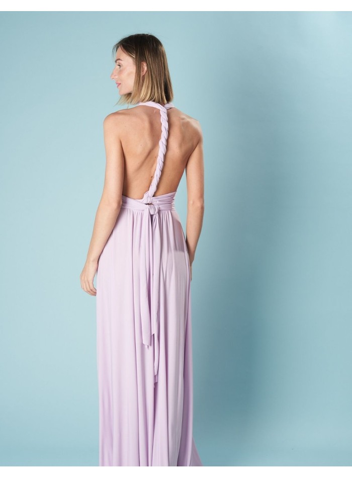 Multi-position long party dress with side slit