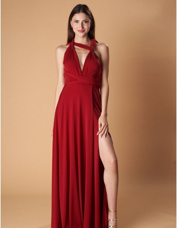 Robe longue de fête multipositions avec fente latérale
