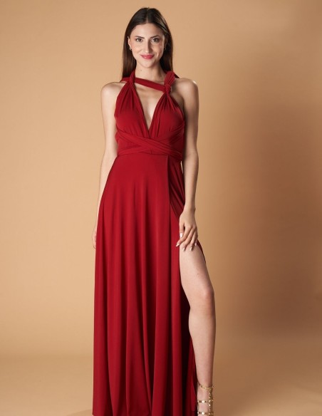 Robe longue de fête multipositions avec fente latérale