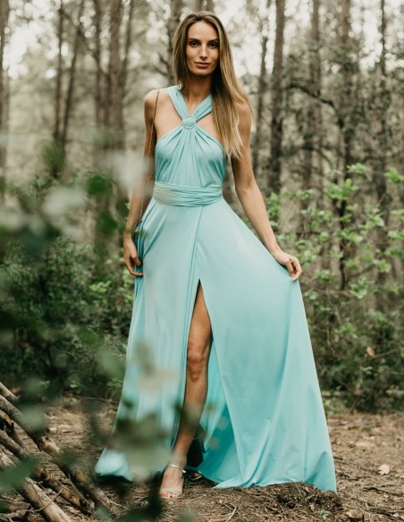 Robe longue de fête multipositions avec fente latérale