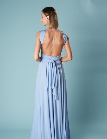 Multi-position long party dress with side slit