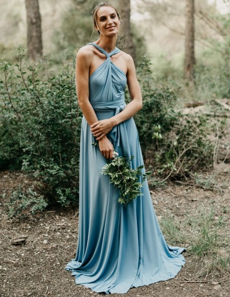 Vestido largo de fiesta multiposición con abertura lateral