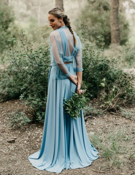 Vestido largo de fiesta multiposición con abertura lateral