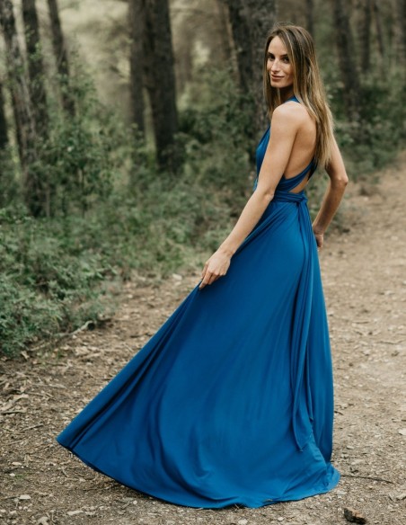 Robe longue de fête multipositions avec fente latérale