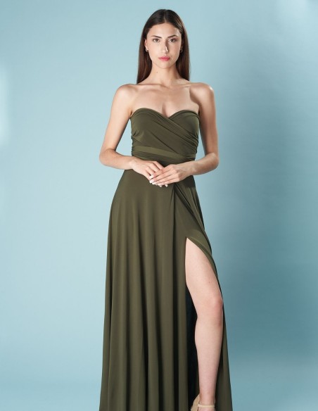 Vestido largo de fiesta multiposición con abertura lateral