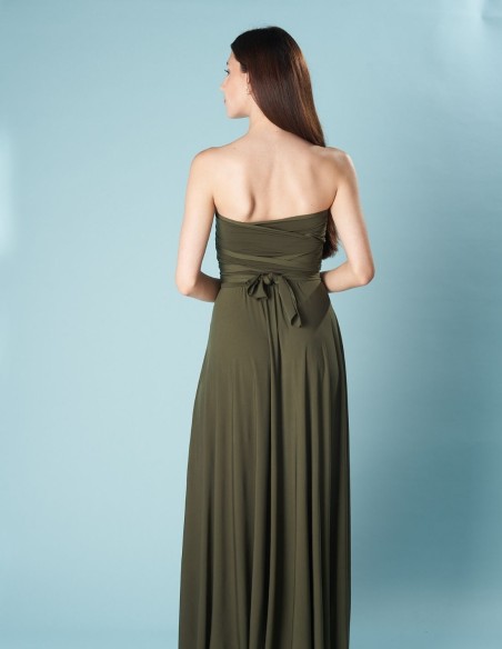 Multi-position long party dress with side slit