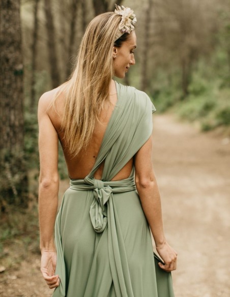 Vestido largo de fiesta multiposición con abertura lateral