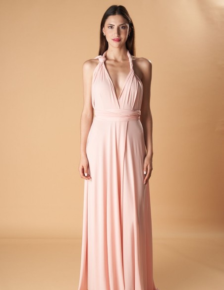 Multi-position long party dress with side slit