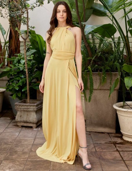 Robe longue de fête multipositions avec fente latérale