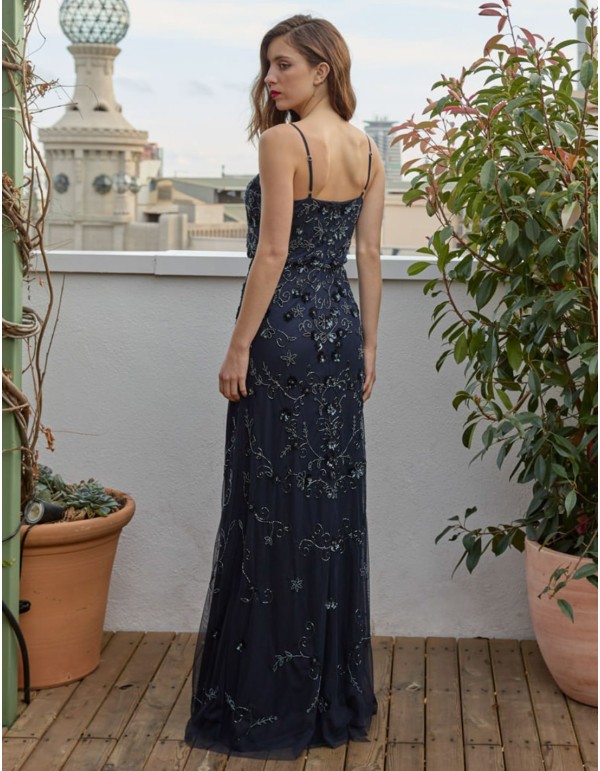 Long party dress with sequins and flowers 2