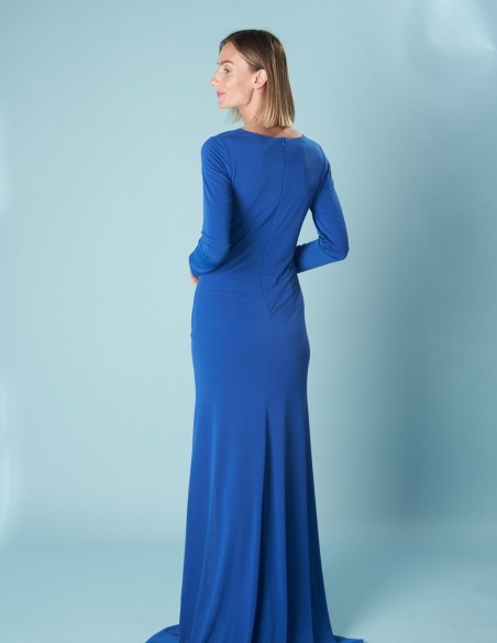 Robe de soirée longue avec manches longues et fente sur le côté