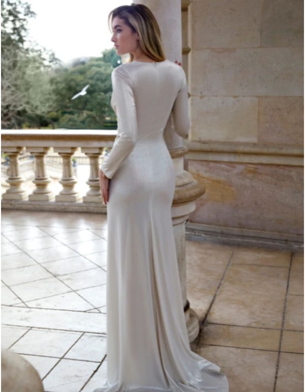 Robe de soirée longue avec manches longues et fente sur... 2