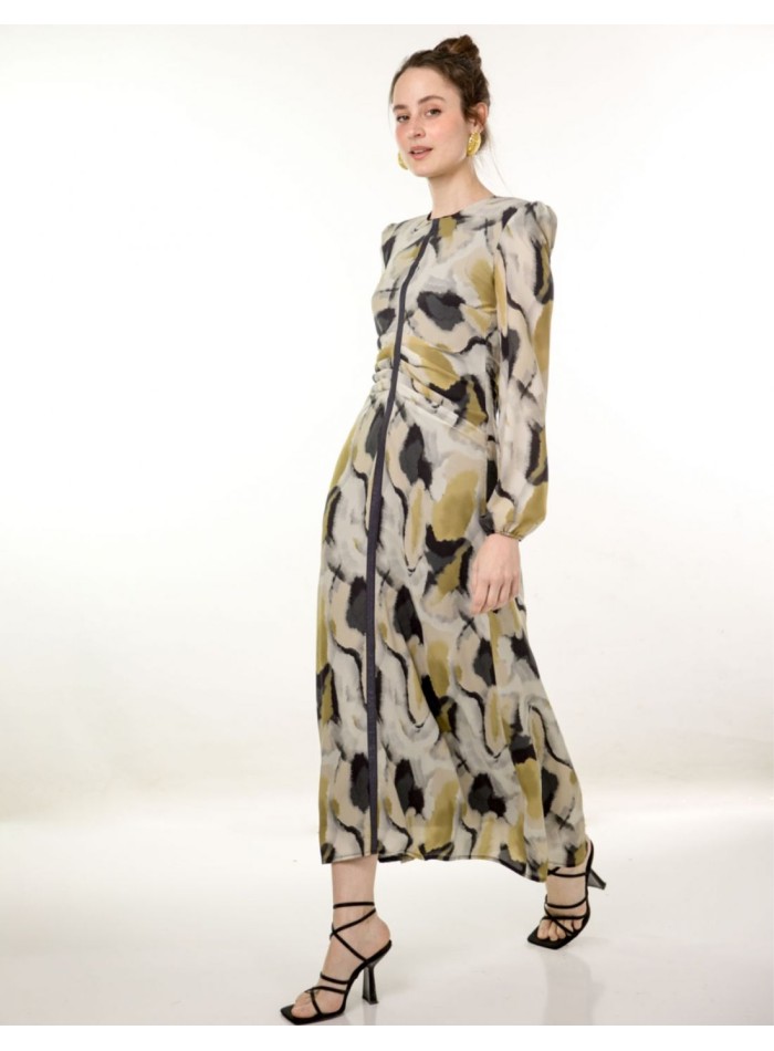 Robe midi en mousseline de soie imprimée avec...