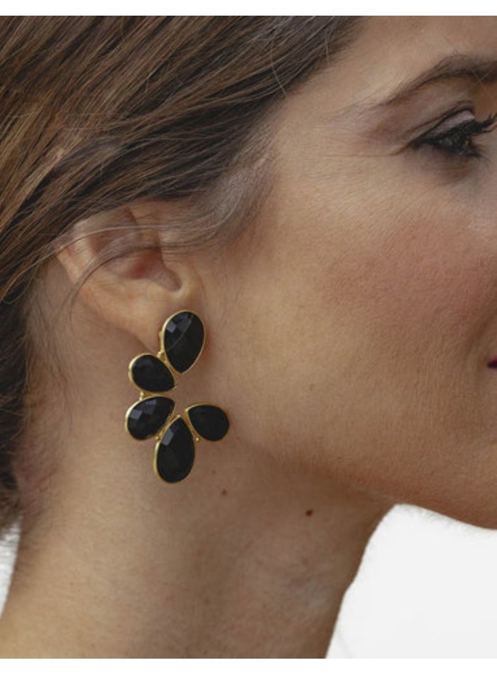 Boucles d'oreilles druzy noir