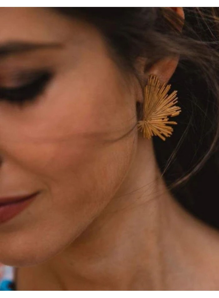 Golden earrings with irregular golden lines