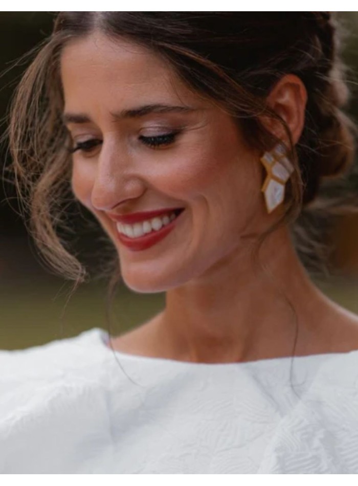 Boucles d'oreilles géométriques en or avec...