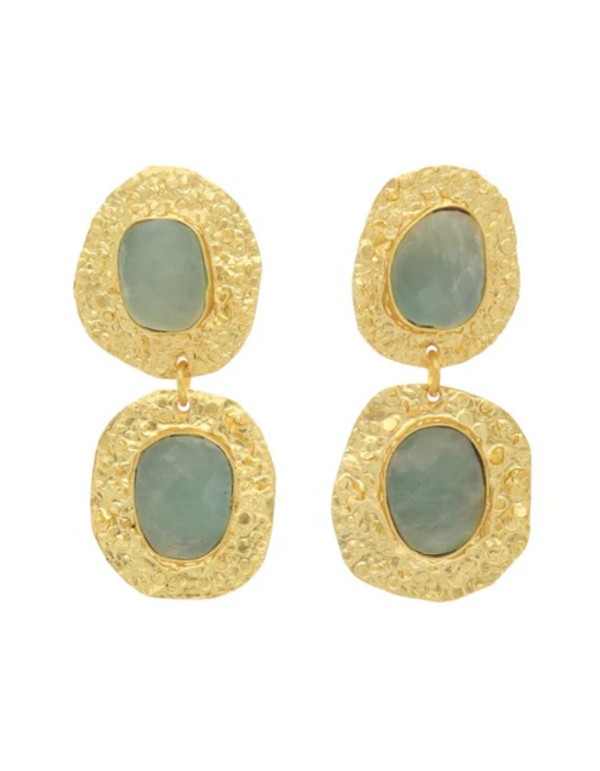 Gold plated party earrings with irregular stones