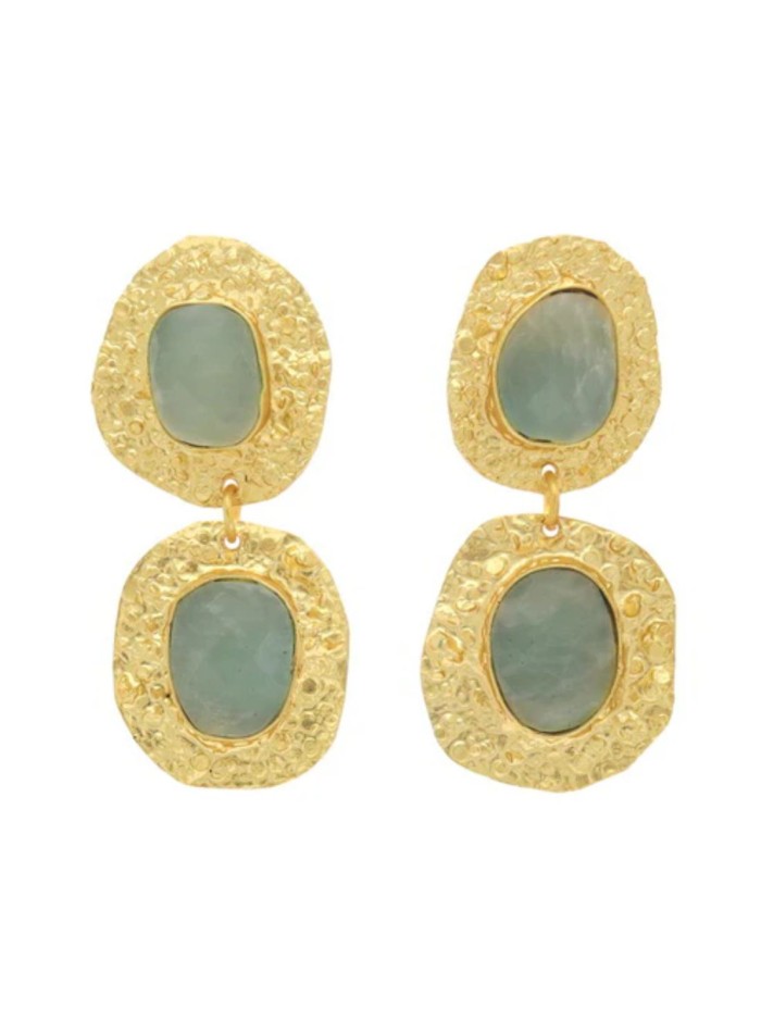 Pendientes de fiesta dorados con piedras irregulares